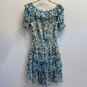 Lauren Ralph Lauren Blue Floral Ruffle Dress
